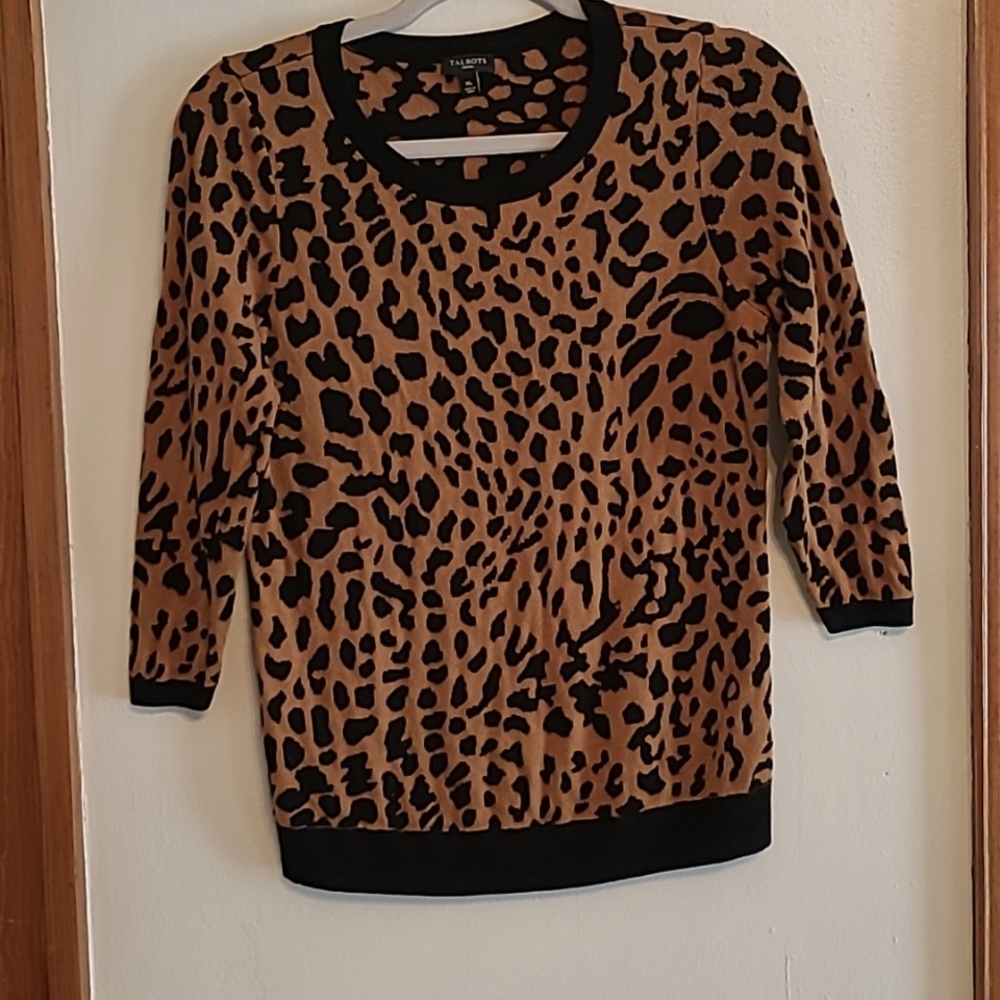 Talbott Animal Print Sweater Size Petite Medium
